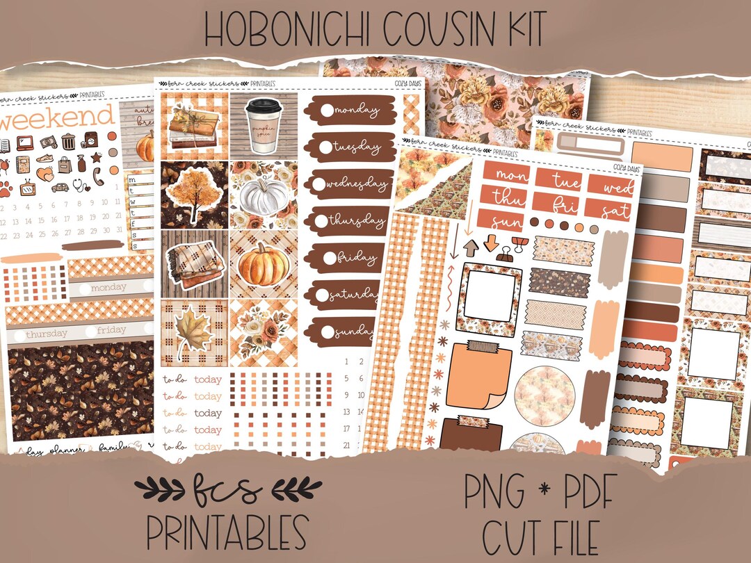 COZY DAYS Hobonichi Cousin Printable Sticker Kit (weekly + Daily) - Etsy