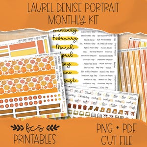 GLITTER PUMPKINS Laurel Denise Portrait printable monthly sticker kit