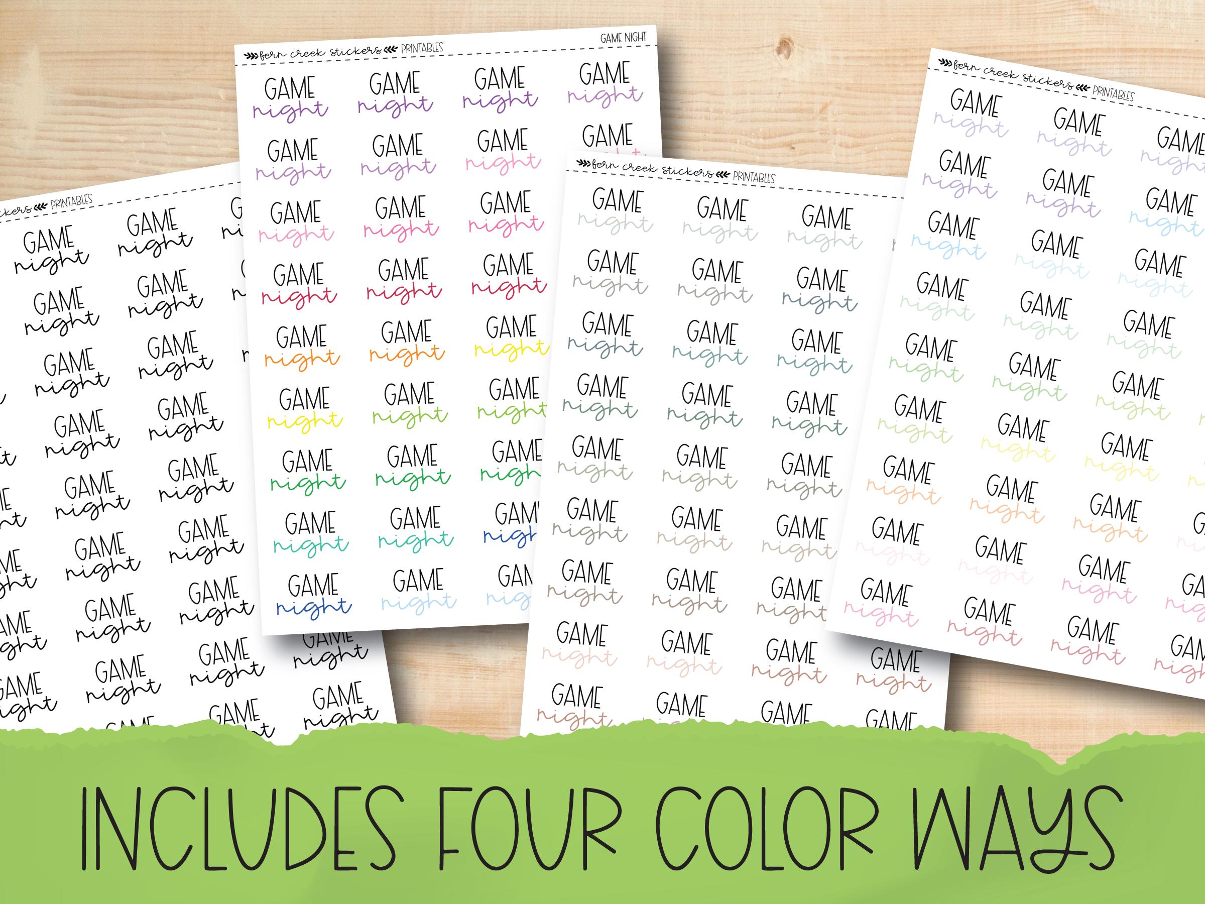 Game Night Script Printable GAME NIGHT Script Duo Stickers in Four Colorways - Etsy