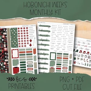 HOLIDAY JOY Hobonichi weeks printable monthly sticker kit