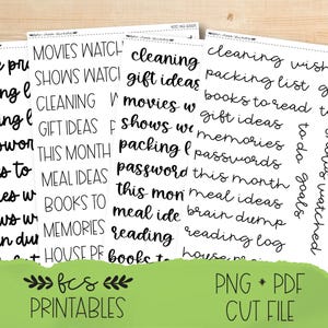 Printable notes page header stickers -- Cricut and Silhouette ready!