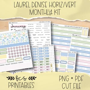 SOFT FLORALS Laurel Denise Horizontal and Vertical printable monthly sticker kit