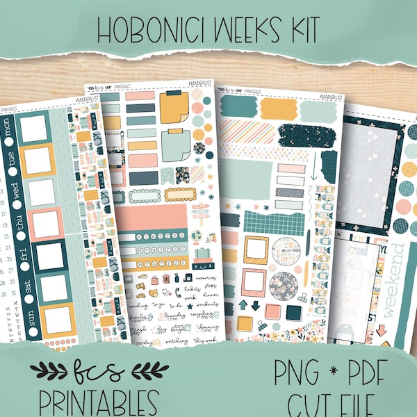 WANDERLUST Hobonichi weeks printable sticker kit