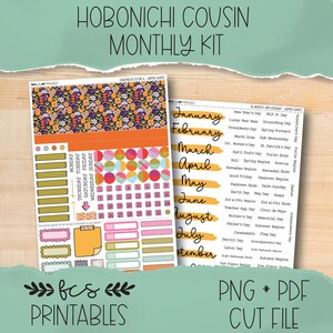 HAPPY SHAPES Hobonichi Cousin printable monthly sticker kit
