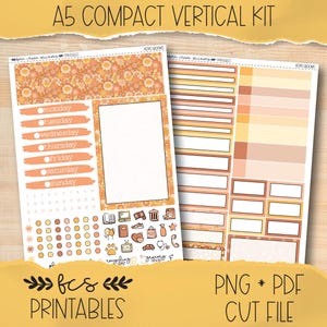 RETRO BLOOMS A5 Compact Vertical printable sticker kit