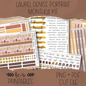 WATERCOLOR LEAVES Laurel Denise Portrait printable monthly sticker kit