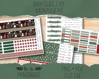 HOLIDAY JOY MakseLife 7x9 printable monthly sticker kit