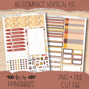 WATERCOLOR LEAVES A5 Compact Vertical printable sticker kit