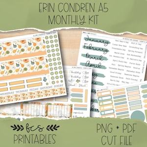 THANKFUL HEART Erin Condren A5 printable monthly sticker kit