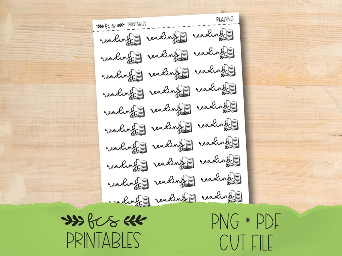 Scriptbox Doodle Printable READING Doodle Script Stickers in Four Colorways - Etsy