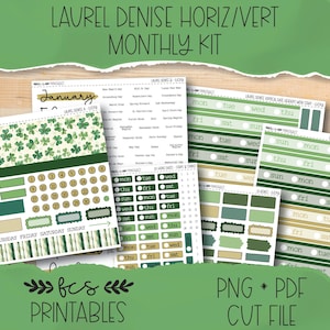 LUCKY Laurel Denise Horizontal and Vertical printable monthly sticker kit