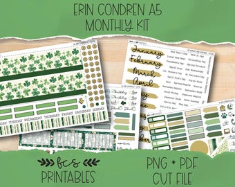 LUCKY Erin Condren A5 printable monthly sticker kit
