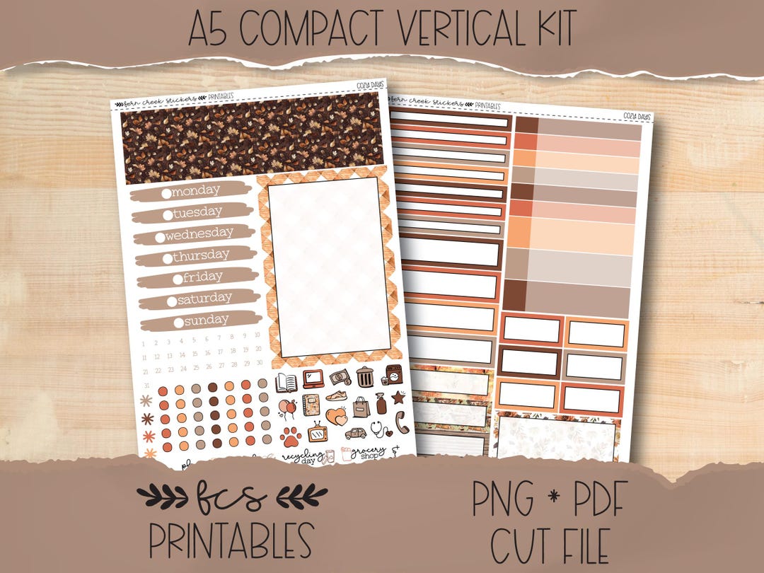 COZY DAYS A5 Compact Vertical Printable Sticker Kit - Etsy
