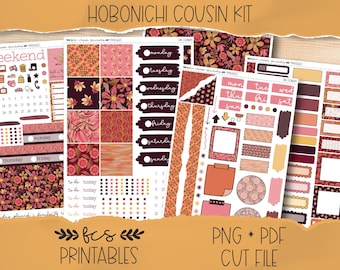 FIRE FLOWERS Hobonichi Cousin printable sticker kit (weekly + daily)