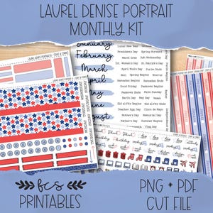 STARS & STRIPES Laurel Denise Portrait printable monthly sticker kit