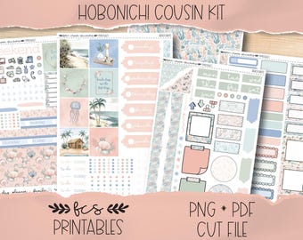 BEACH BLISS Hobonichi Cousin printable sticker kit (weekly + daily)