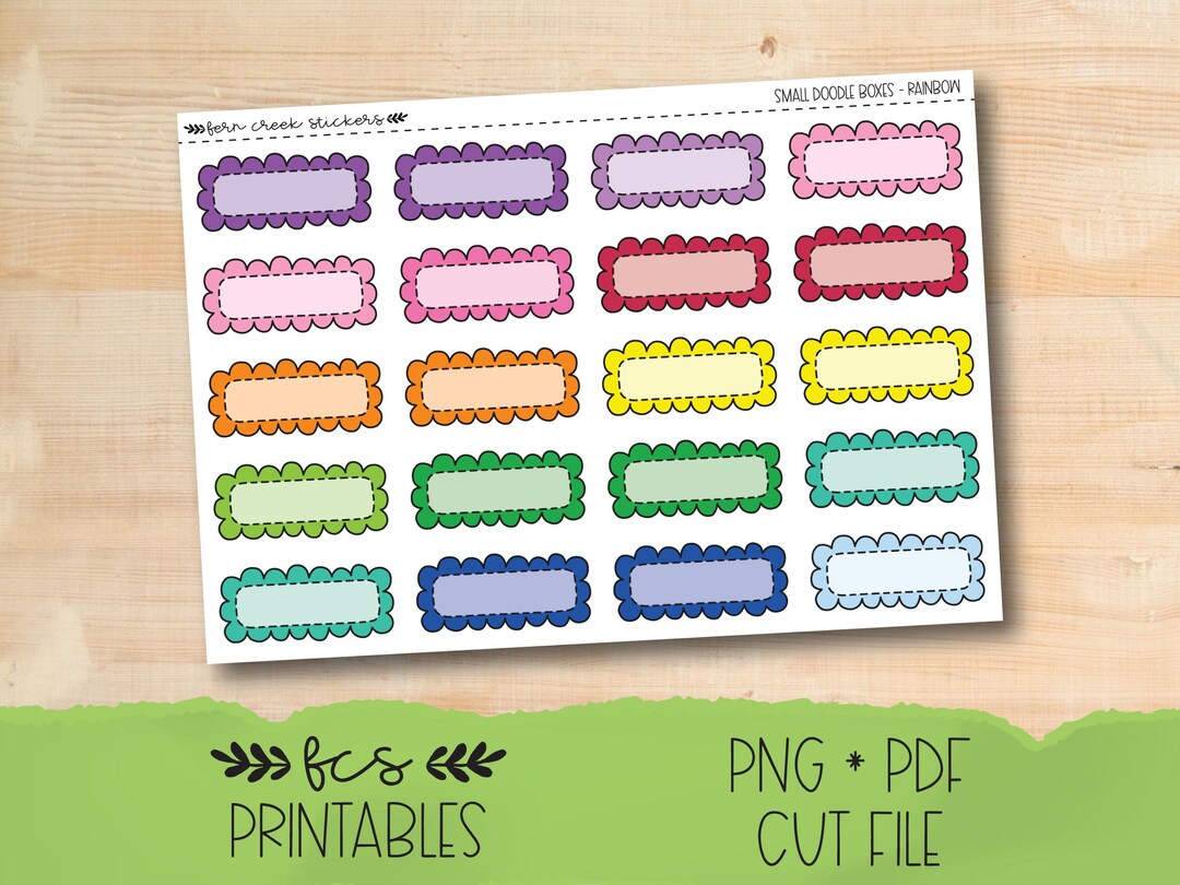 Printable SMALL DOODLE BOXES Functional Planner Stickers in Four ...