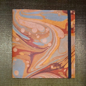 ITALIAN HANDMADE Leather Hand-Painted REFILLABLE Notebook, Journal, Sketch Book, Bullet Journal, Scrapbook Florence, Italy Marble Design