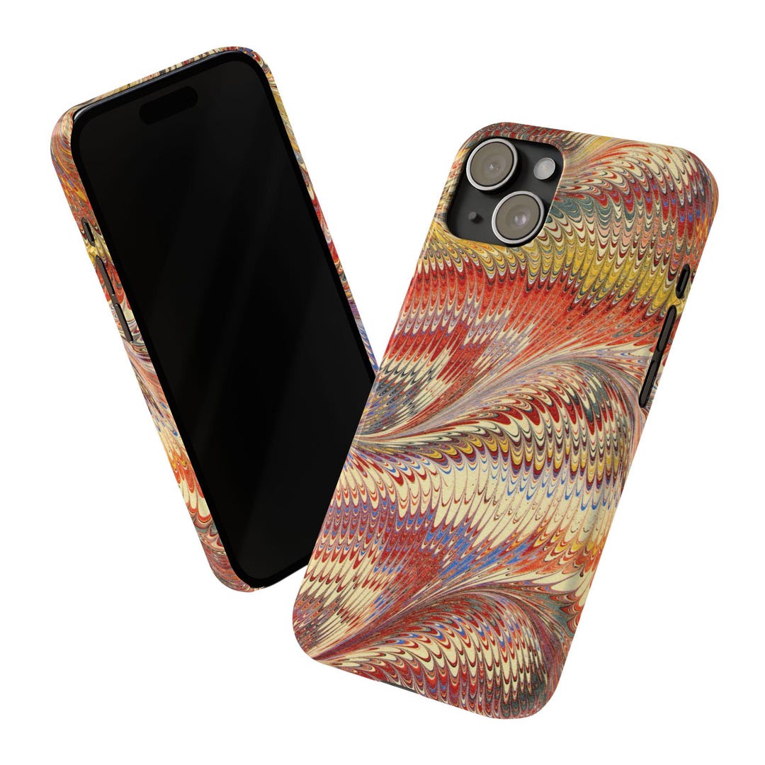 Marbled Design, Italy Feather Phone Case, Multi-color, Iphone16 Phone ...