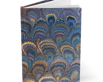 Italian Marbled Journal, Beige Blue Diary Notebook, Hardcover Matte Paper, Elegant Writing