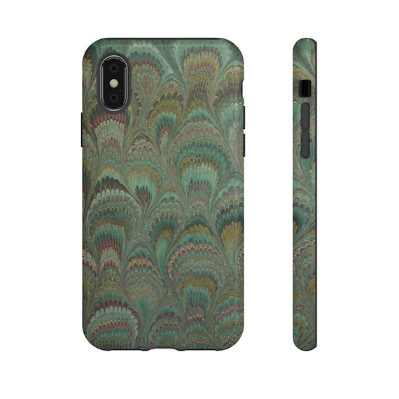 Marbled Peacock Durable Phone Case - Olive Green and Brown - Matte or Glossy  - Etsy