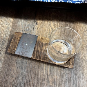 Bourbon Whiskey Barrel Stave Old Fashioned Glass Coaster w/ Barrel Ring Old Fashion Glass Included