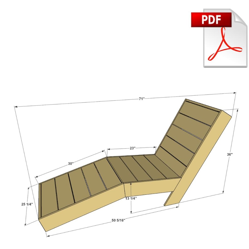 May include: A wooden lounge chair with a slatted back and seat. The chair is 71 inches long, 36 inches wide, and 23 inches deep. The chair is made of wood and has a natural finish.