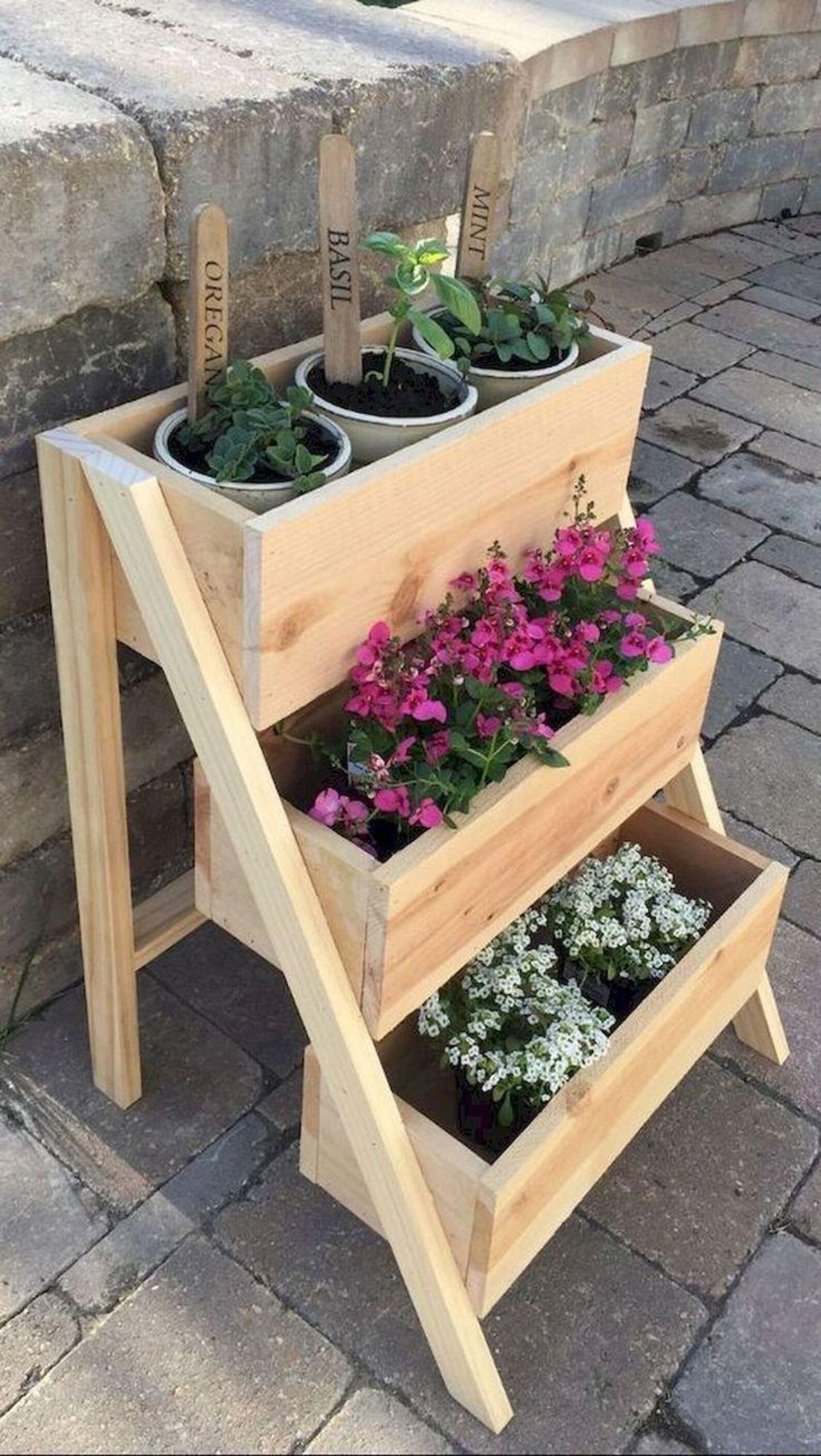 3 Tier Raised Planter Box DIY Plans: Angled Wooden Flower Box (PDF File ...