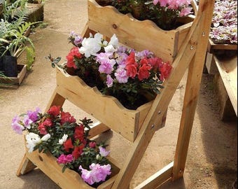 3 Tier Raised Planter Box DIY Plans: Angled Wooden Flower Box (PDF File)