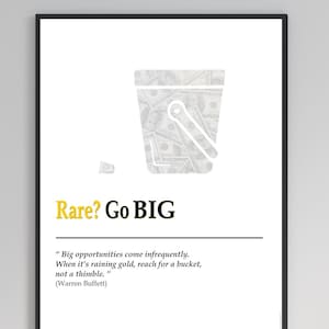 Warren Buffett Quote, &quot;Rare? Go Big&quot; Wall Art, Investing Opportunity Quote, Motivational Printable, Wealth Inspiration Digital Download