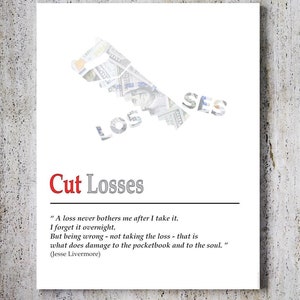 Jesse Livermore Quote, &quot;Cut Losses&quot; Wall Art, Trading Quote, Motivational Finance Printable, Investment Wisdom Digital Download