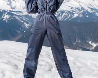 Mono de esquí vintage de forro polar acogedor: ropa de estar por casa elegante para mujer - Calidez invernal