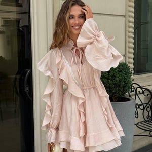 Mimi Tencel Slip Dress mit Französischer Spitze, Romantische Braut Morgenrobe, Öko-Luxus Seide Nachthemd, Coquette Aesthetic Loungewear XS-XL Bild 9