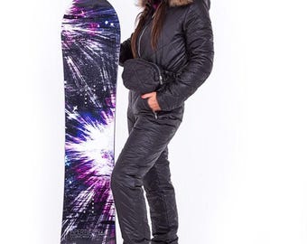 ライトブルーのスノーボードワンジー：レディーススキースーツ、冬用