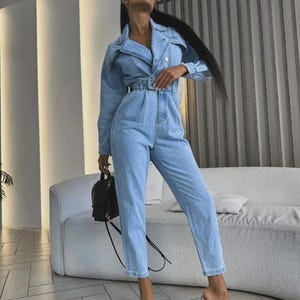 Blue Style Denim Overall  -  Baggy Style Pants Unisex - Workwear Urban Style - Overall Jeans - Streetwear Handcraft - Jumpsuit Jeans Overall