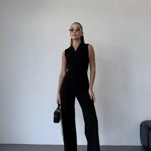 Fleece Overalls for Women – Warm Winter Jumpsuit, Soft Stretchy Fabric,  Black  Color for girls - Ski Costume - Mountain Overalls - Ski gift