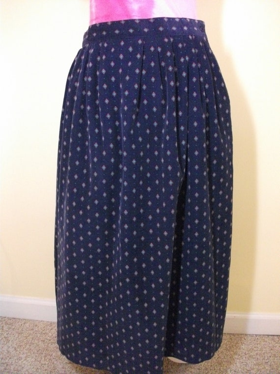 Corduroy Vintage Navy Midi Skirt