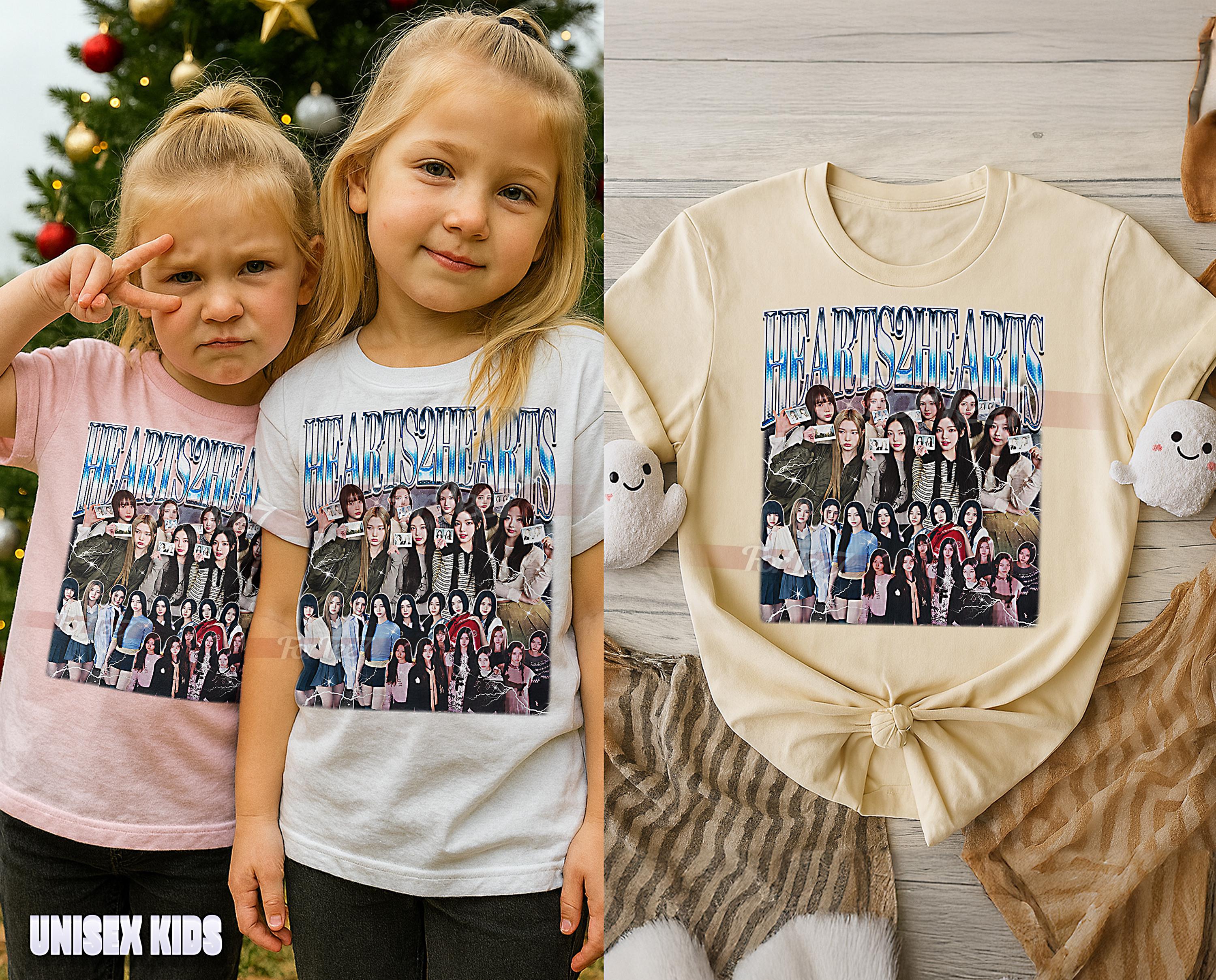 トップス vintage Heart 2piece HEARTS2HEARTS Shirt, Hearts2hearts Idol Tshirt, Hearts2hearts Kpop