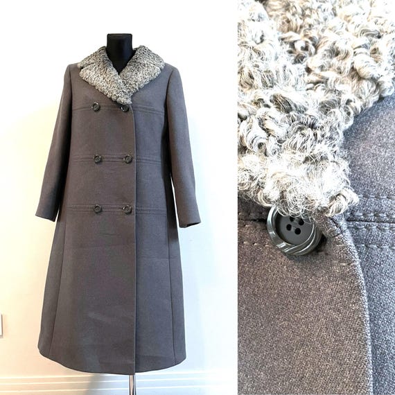 Mantel Herbst Grauer Mantel Tailliert Wollwalk Mantel Damen