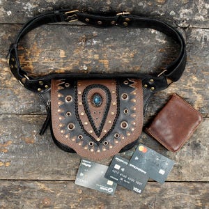 Leather Waist Belt with Extra Pockets and Utility Design
