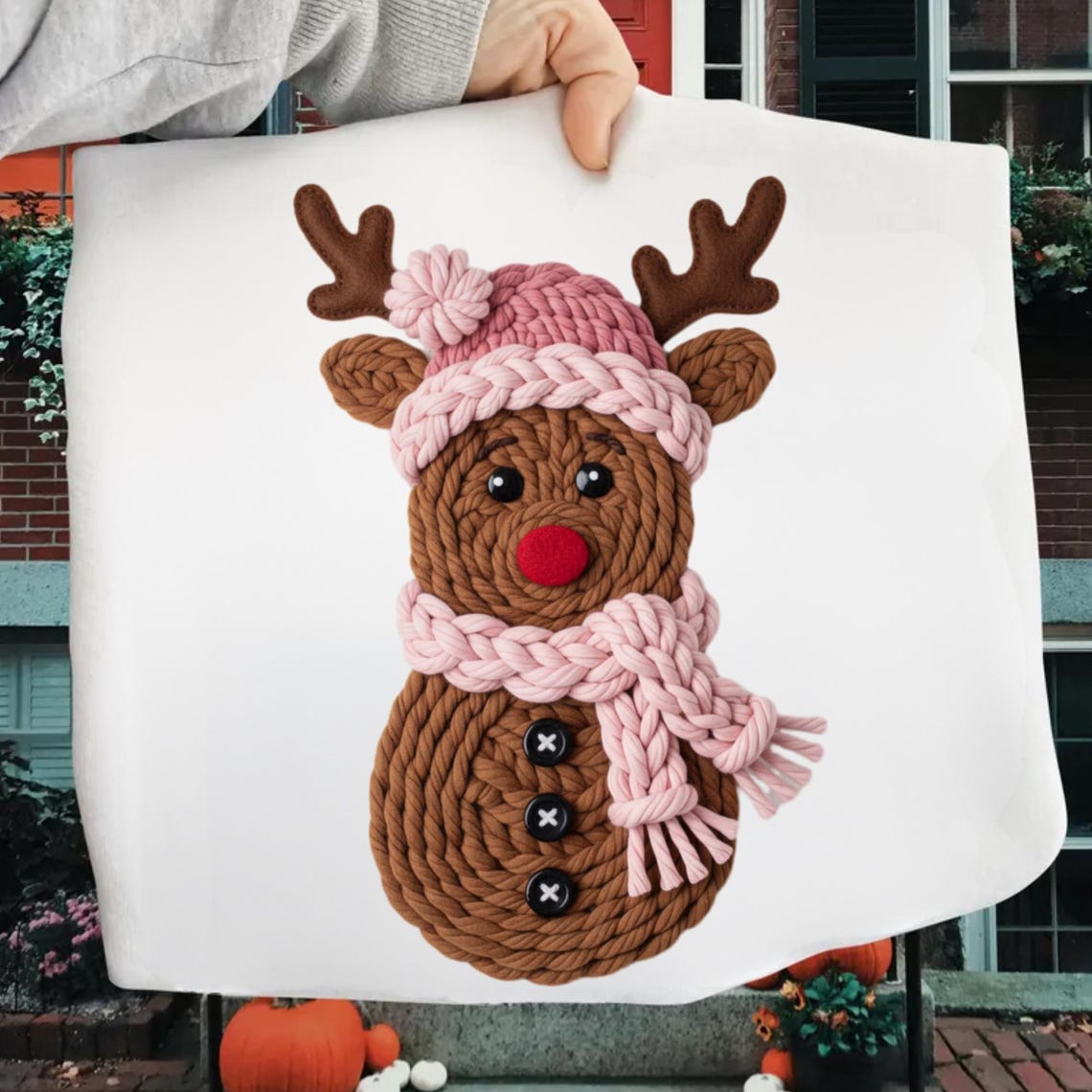 Rodulph Macrame Macrame Reindeer PNG, Knitted Rudolph, Christmas Sublimation (digital ...
