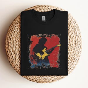Guitarist T-Shirt - Rock Music Tee - Electric Guitar Shirt - Musician Gift - Vintage Rock Tee - Artistic Guitar Print - Music Lover Shirt
