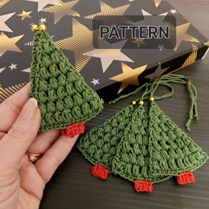 PATTERN - Crochet Christmas Tree Ornament, Christmas Tree Decoration, Instant PDF Download (written in ENGLISH)