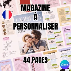 Personalized couple magazine Template - 44 pages - Canva Template to be download - Gift for him - Printed gift - Digital download