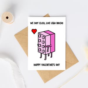 Carte Saint Valentin Lego - Click like bricks, Carte drôle petite amie et petit ami, Impression à la maison, Téléchargement numérique