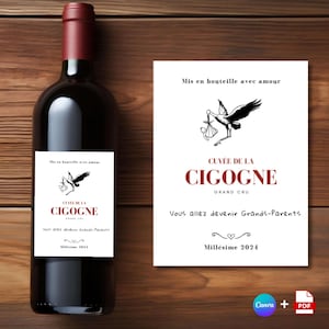 Personalized Grandparents Wine Label | Pregnancy Announcement | Baby Announcement | Personalized Gift | Canva Template | Downloadable PDF