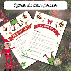 Cartas del duende bromista navideño llegando y partiendo | Plantillas imprimibles | PDF descargable