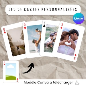 Cartes à jouer personnalisées avec photo | Cadeau unique, album photo original, souvenir famille | Template Canva | Téléchargement numérique