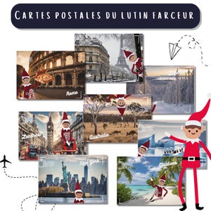 8 Cartes postales lutin farceur | Activités lutin farceur de Noël | Cartes postales à imprimer | PDF Téléchargeable