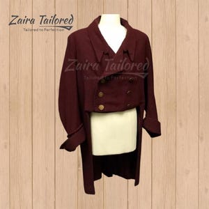 Men&#39;s Burgundy Wool Tailcoat - Victorian Regency 19th Century Formal Coat | Historical Wedding & Cosplay Jacket